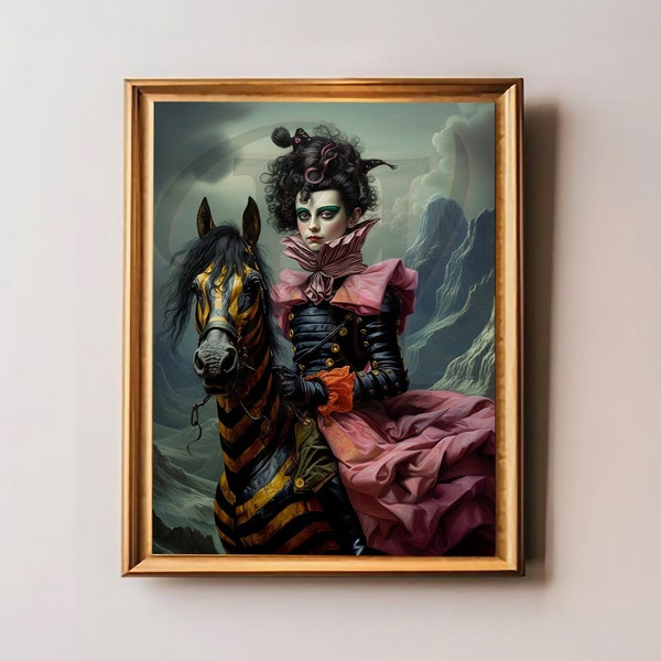 Eclipse of the Witch, Dark Academia Print, Moody Victorian Wall Art, Dark Cottagecore, Artwork Inspired by Mark Ryden & Ray Caesar