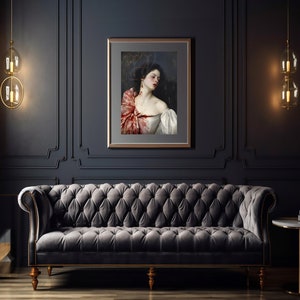 Victorian Vampire Art Print, Bloodstained Devotion, Dark Academia Halloween Decor 22x28 inches