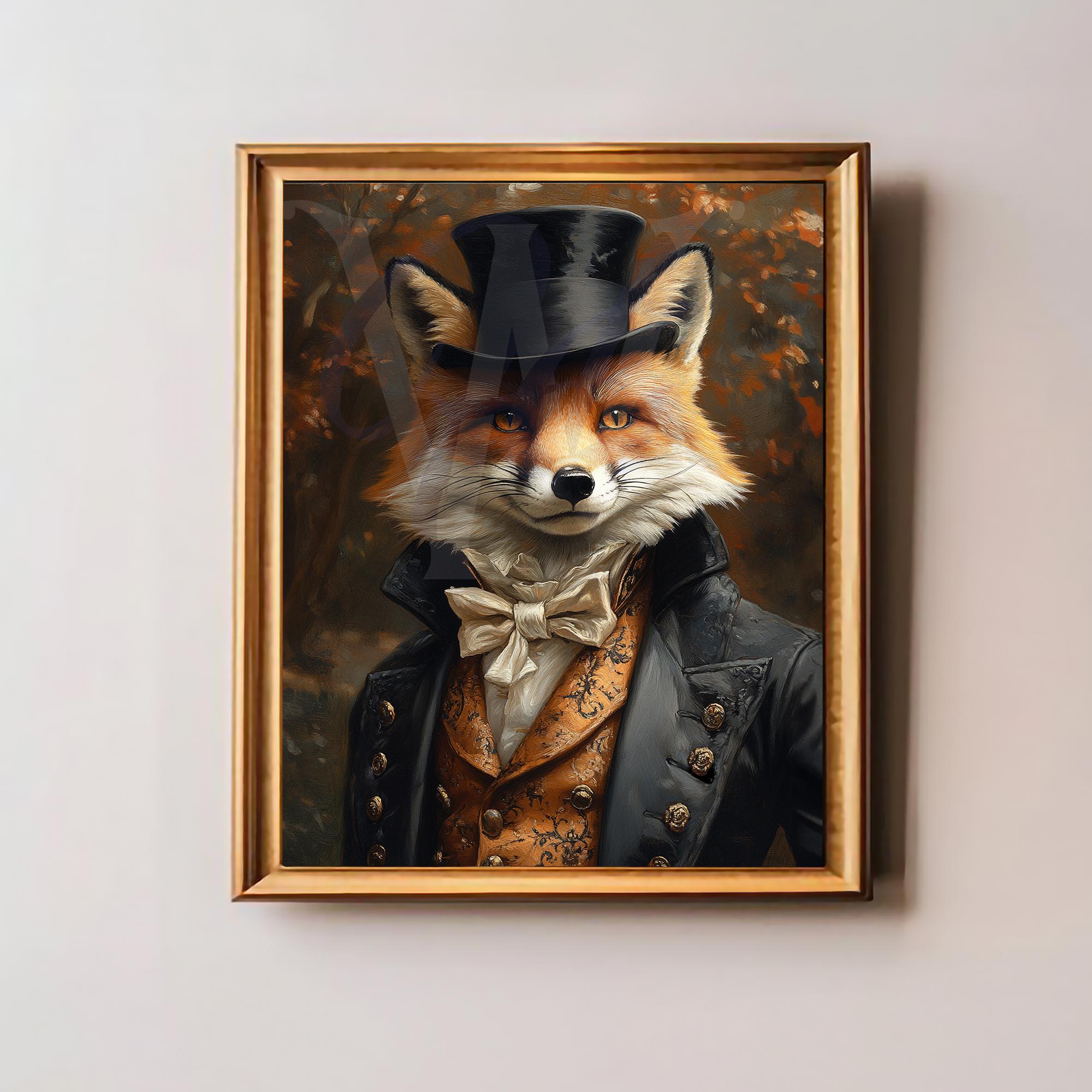 Baron Von Foxworth – Aristocratic Fox Portrait , Victorian Fox Art