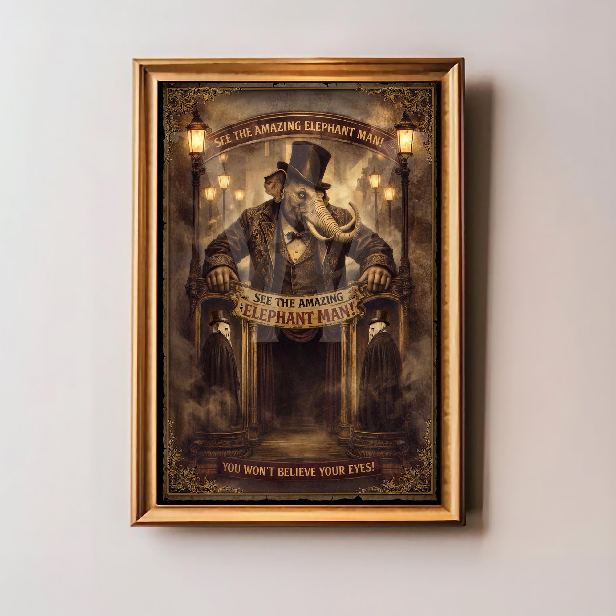 The Amazing Elephant Man — Vintage Circus Sideshow Poster | Gothic