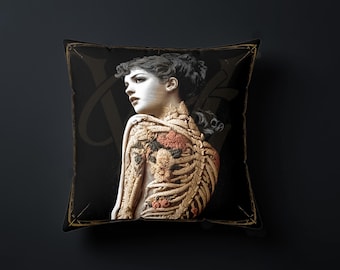 Gothic Art Pillow Anatomy of a Rose Double-Sided | Highgate West Studios