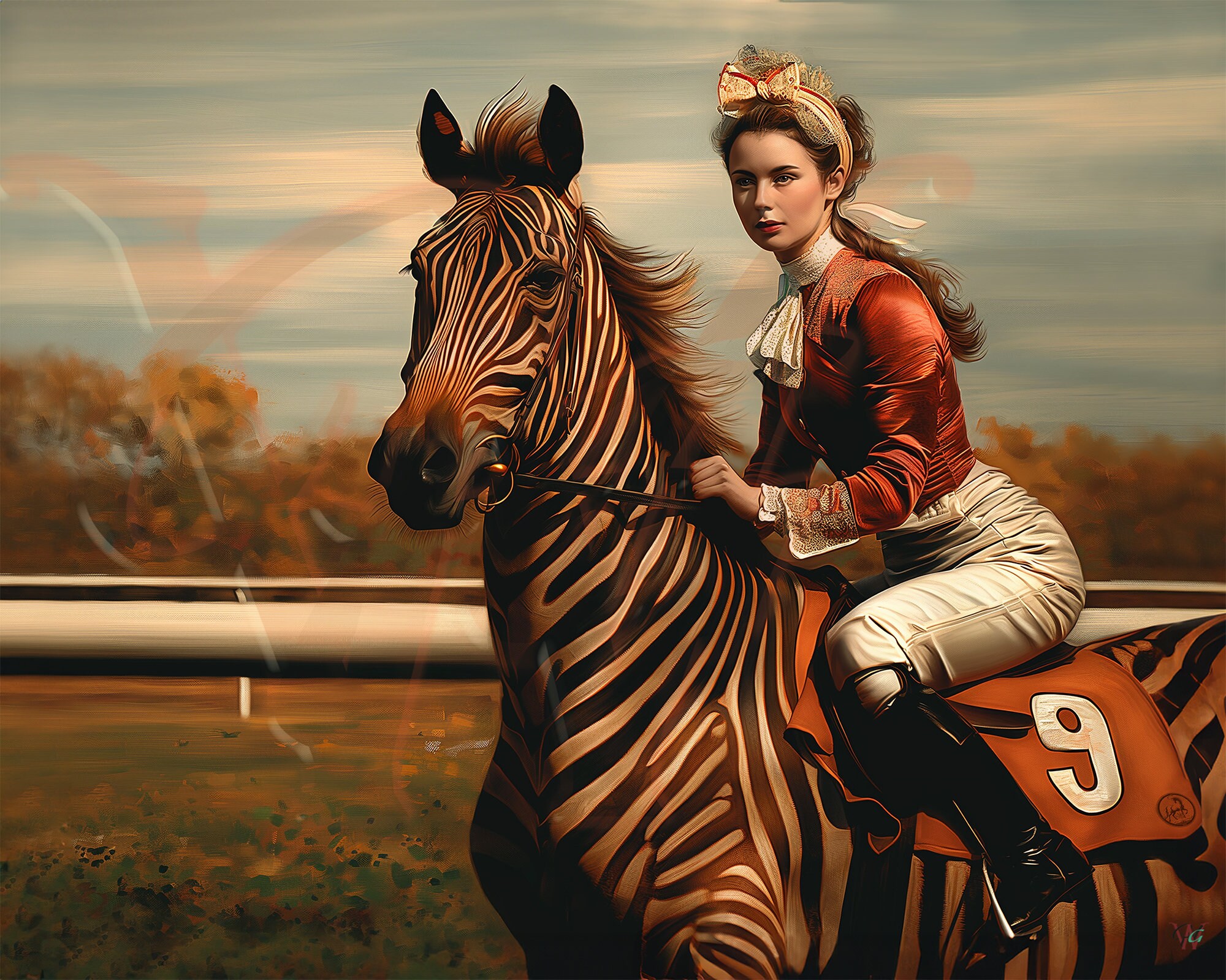 Zebra Racer Zebra Racing Print, Vintage Horse Rider Wall Art, Large Sport Print ...