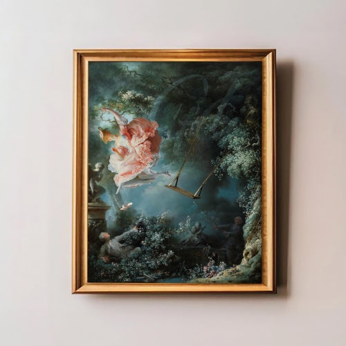 Impression d'art modifiée La balançoire, peinture rococo drôle, style baroque vintage