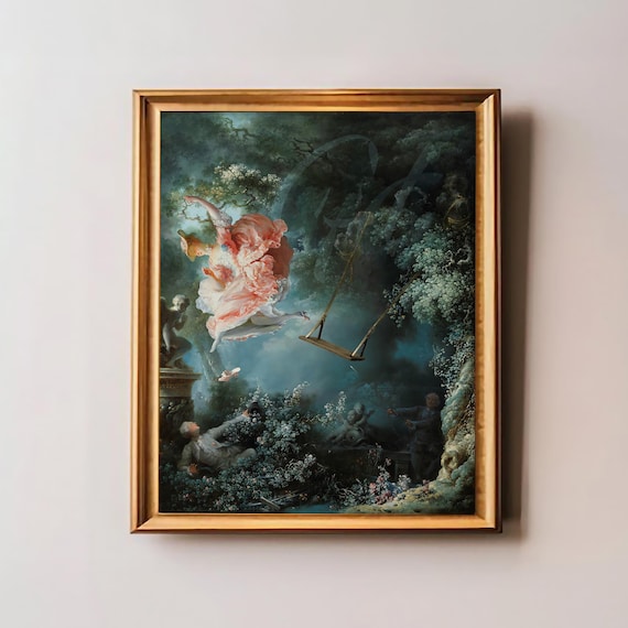The Swing The Happy Accidents  Altered Vintage Art Print, Funny Wall Print, Antique Baroque Oil Painting, Funny Rococo Altered Art