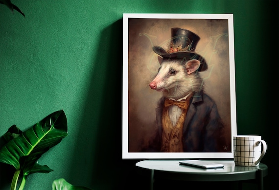 Targa In Metallo Decorativa Con Disegno Opossum, Stile Vintage, Cm 30,5 X 20,3, Per Interni Ed Esterni