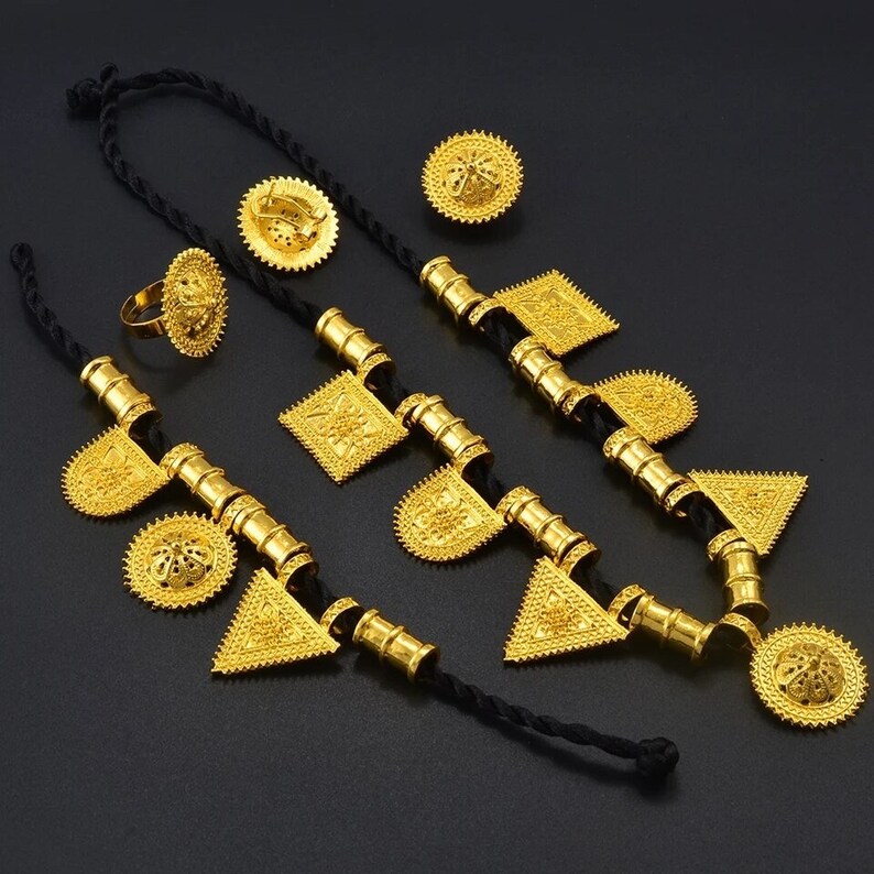 18K Gold Plated Ethiopian Cross Pendant – Ethiopian Eritrea Cultural Jewelry – Brass With Gold Plating – Necklace Charm