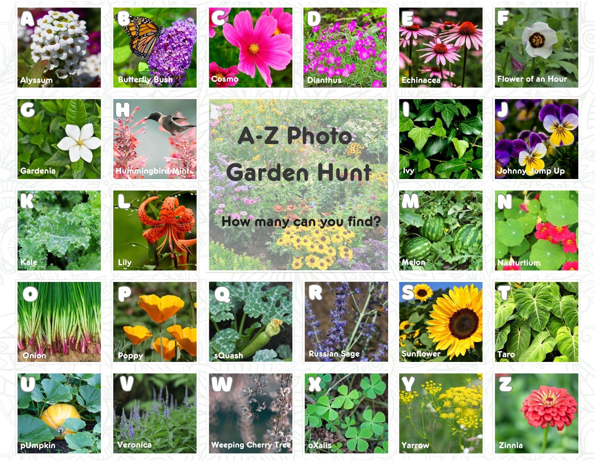 A–Z Garden Scavenger Hunt | Printable Nature Activity for Kids & Adults ...