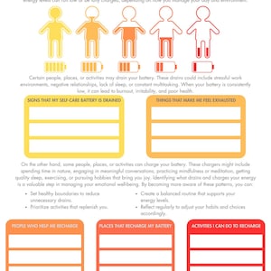 My Self-Care Battery Worksheet | Mental Health Printable | Track, Reflect & Recharge | Self-Care Awareness Tool | PDF Digital Download