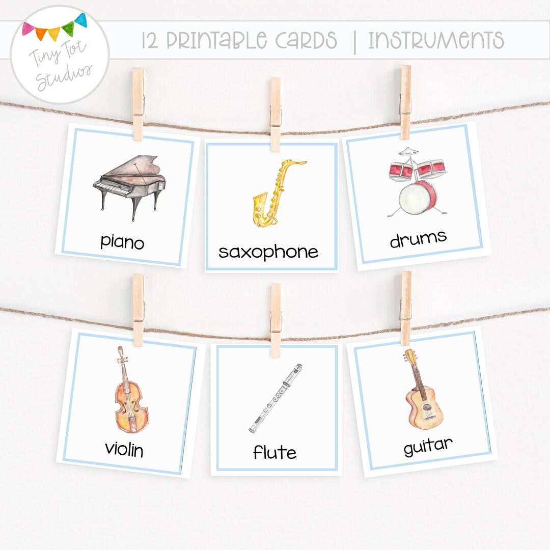 12 Instrument Flash Cards Educational Flash Cards Preschool