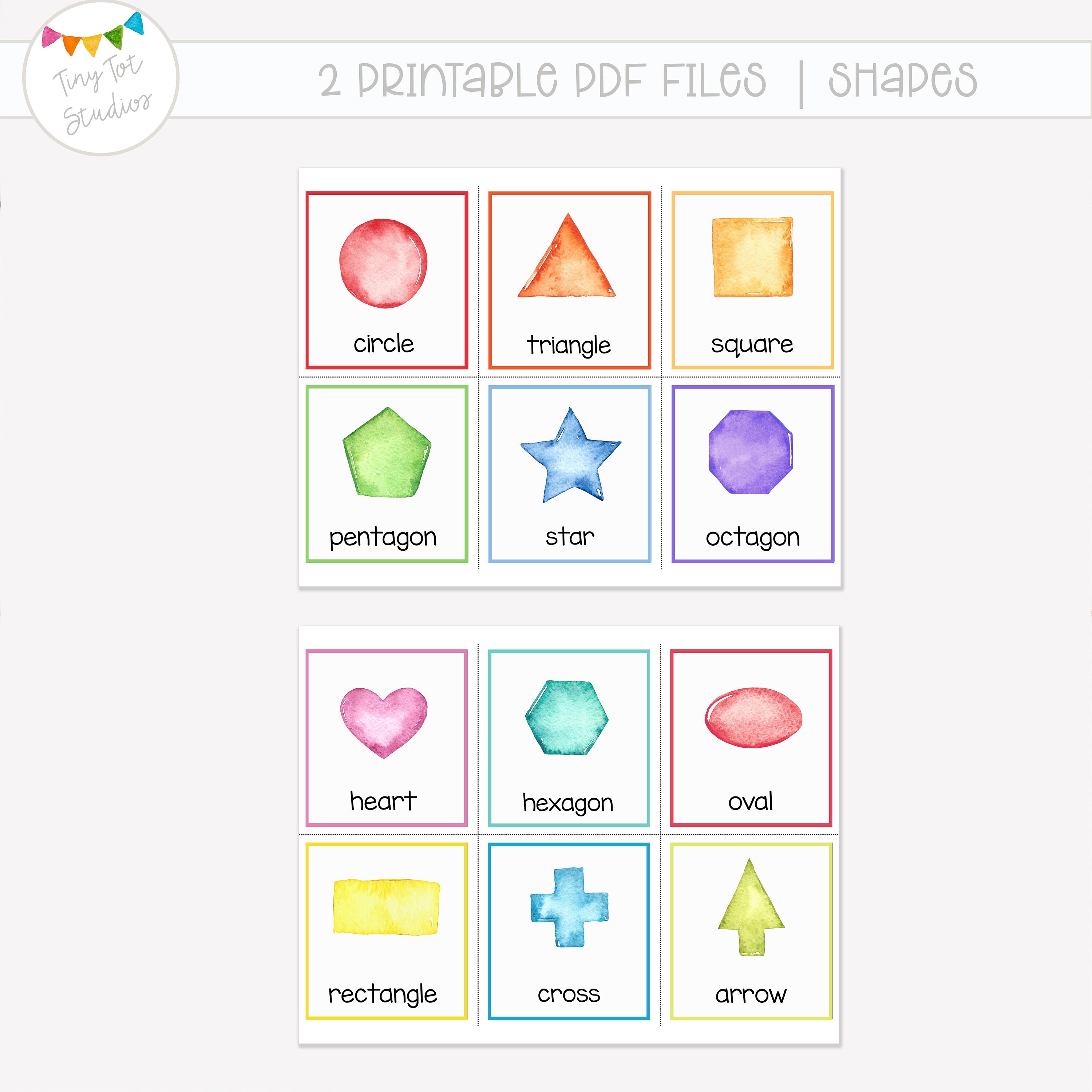 12 Color Flash Cards Learn Your Shapes Educational Flash Cards Pre ...