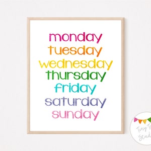 Educational Poster | Days of the Week | Educational Wall Art | Classroom Art | Kids Wall Art | Printable | Instant Download