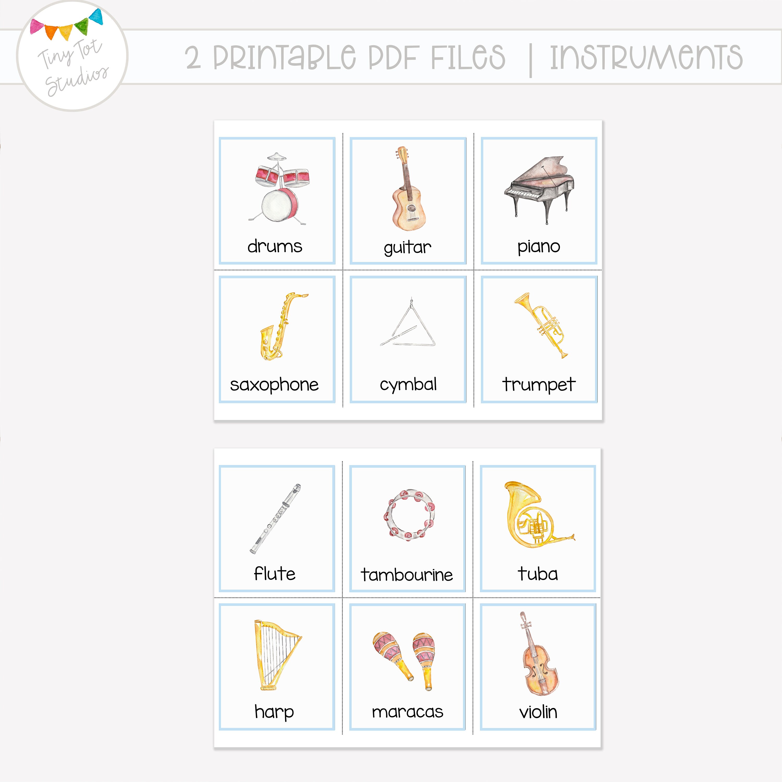 12 Instrument Flash Cards Educational Flash Cards Pre-school ...