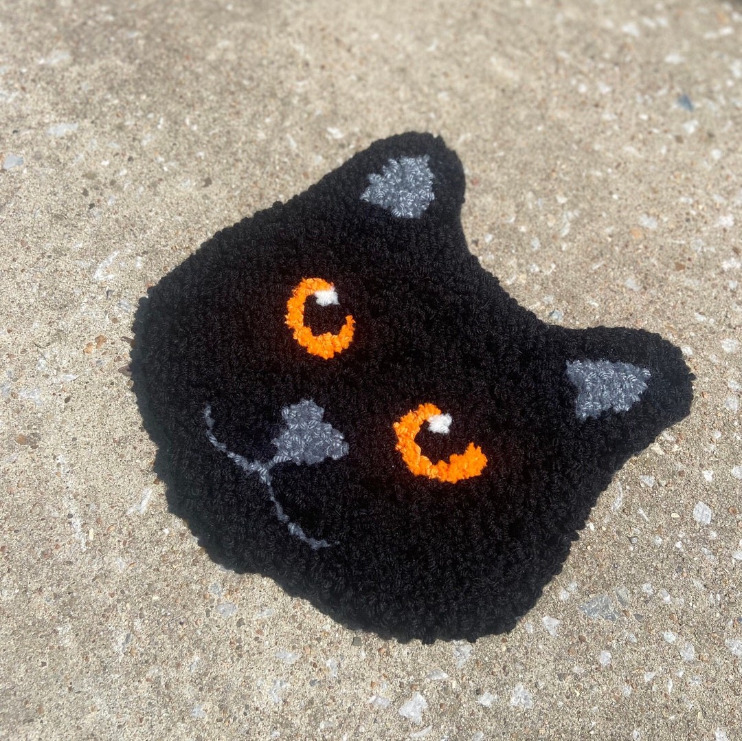 Cat Wall Decoration Rug Black Cat Spooky Decor Hand Tufted Etsy