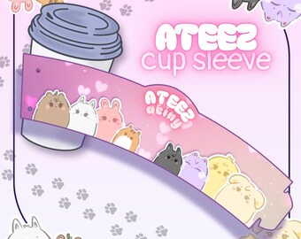 K-pop ATEEZ Cup Sleeve – Aniteez Characters & 8 Members Design