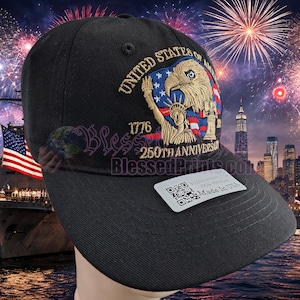 100% Embroidered USA 250th Anniversary Hat Cap Cotton Eagle 1776 2026 ...