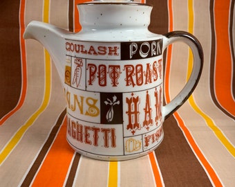 Vintage A la Carte Meat Themed Teapot.  Created in Japan for Giftcraft Limited.