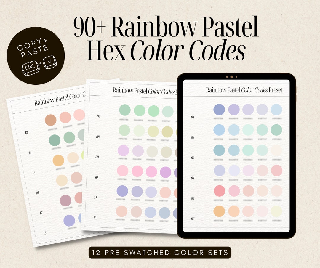 Digital Planner Rainbow Pastel Color Codes Design Ideas Color Etsy