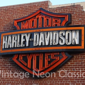 Harley Davidson / Glendale Ca / Harley Neon Sign / Señales de motocicletas / Señales de motociclistas / Fotografía de Los Ángeles / Impresión sin enmarcar / Neón vintage