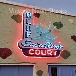 Blue Swallow Court Motel | Tucumcari New Mexico | Route 66 | Motel vintage neon sign | Vintage Sign Photography Print | Vintage Motel Neon