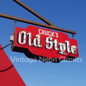 Chucks Old Style | Unframed Prints | Fontana Wi | Lake Geneva Photography | Wisconsin Photography | Old Style Beer | Neon Bar Sign | Liquor