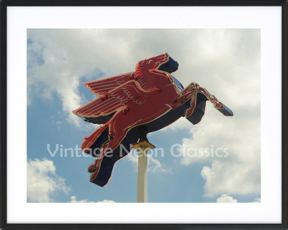 Mobil Gas Pegasus | Niles Michigan | Neon Horse Photo