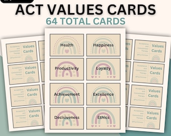 AKT Werte Sortierkarte Bildkarten: CBT Mindfulness Werkzeuge (PDF Download)