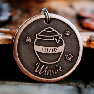 Hunny Bee Dog Tag | Engraved | Copper | Personalized | Pet Id Tag | Winnie  | Honey