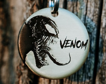 Etiqueta de identificação de cachorro Venom | Gravado | Cobre | Personalizado | Etiqueta de identificação de animal de estimação | Gato | Homem-Aranha | Eddie