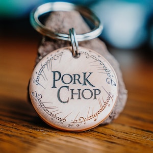 Lord of the Ring Script Dog Tag | Engraved | Copper | Personalized | Pet Id Tag | Cat | Inscription |