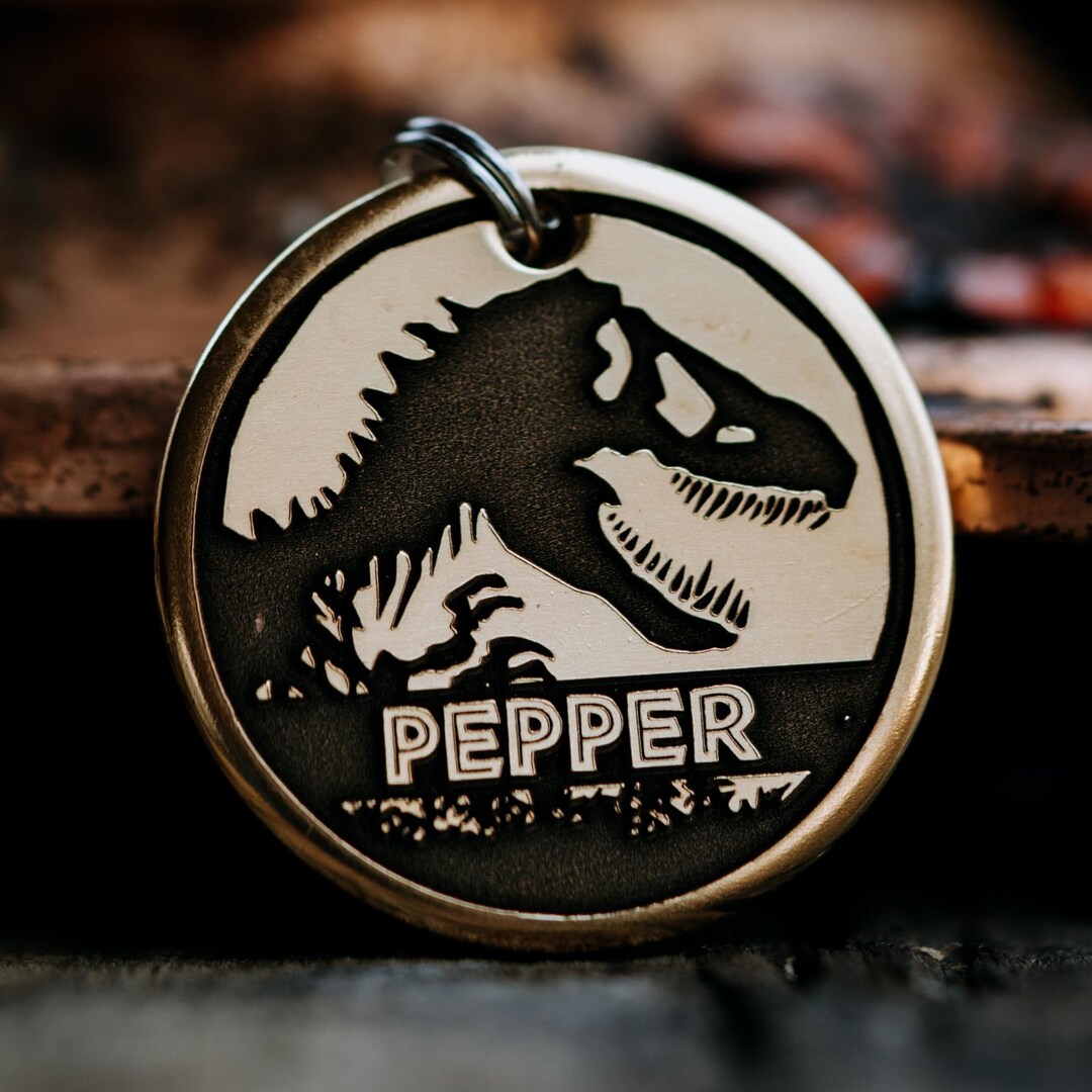 Jurassic Park Dog Tag | Engraved | Copper | Personalized | Pet Id Tag ...