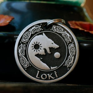 Tribal Wolf Dog Tag | Engraved | Copper | Personalized | Pet Id Tag | Cat | Celtic | Yin Yang