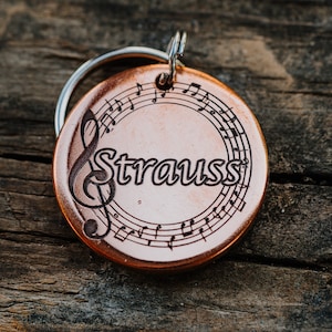 Music Notes Dog Tag | Engraved | Copper | Personalized | Pet Cat Id Tag
