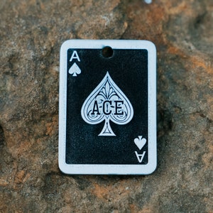 Ace of Spades Pet ID Tag | Your Design | Engraved Logo | Brass Gold | Personalized | Dog | Cat | Playing Cards