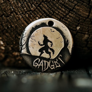Werewolf Dog Tag | Engraved | Copper | Personalized | Pet Id Tag | Wolf | Remus | Fenrir | Cat | Adalwolf | Moon | Halloween