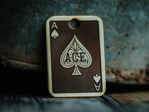 Ace of Spades Pet ID Tag Your Design Engraved Logo Brass Gold Personalized Dog Cat Playing Cards Etsy