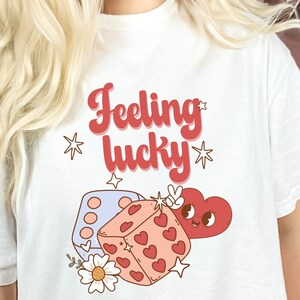 Feeling lucky svg, kids valentine png, Valentine shirt svg, retro Valentine SVG, instant download, valentine day svg, valentines svg