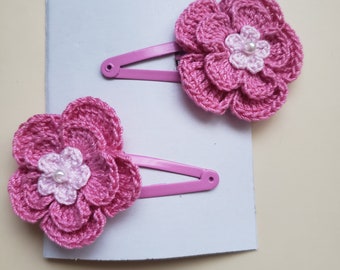 Hair crochet flower clip