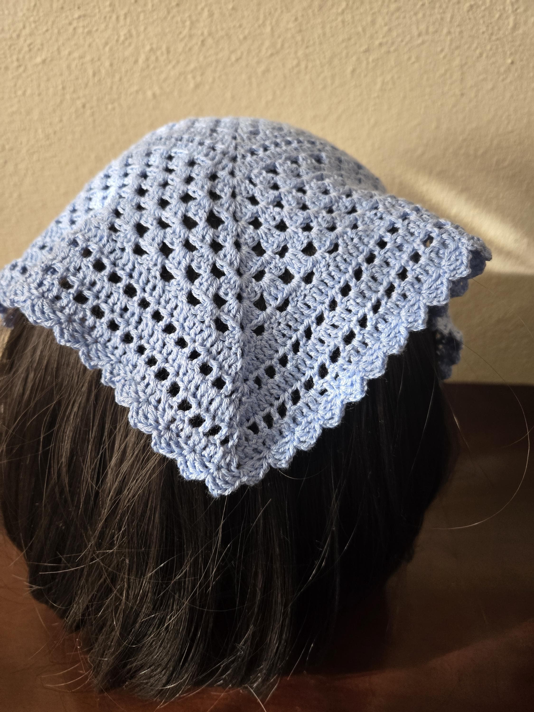 Crochet Hair Bandana, Handmade Kierchief Cotton Bamboo Fiber  display picture 3