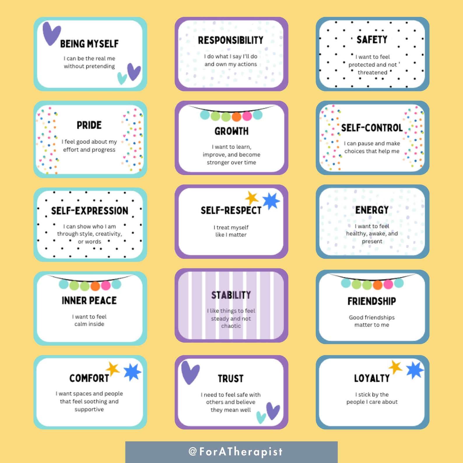 Teen Core Values Flashcards Printable | Values Sorting Cards for Teens ...
