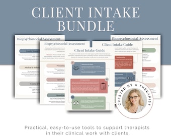 Therapy Intake Forms Bundle | Fillable Client Intake + Biopsychosocial + Consent Forms | Private Practice Therapist Printable PDF