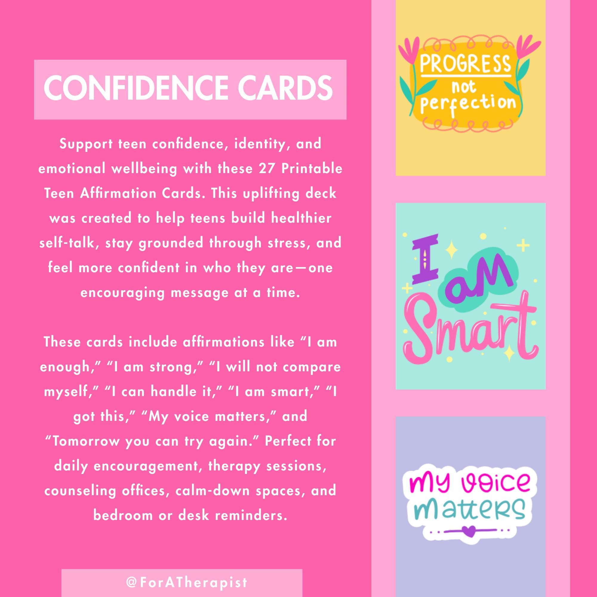 Teen Affirmation Cards Printable | Positive Self Talk Cards for Teens ...