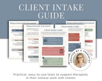 Therapy Intake Guide, Counseling Client Forms, Biopsychosocial Assessment & Intake Process Guide Template, Private Practice, Printable