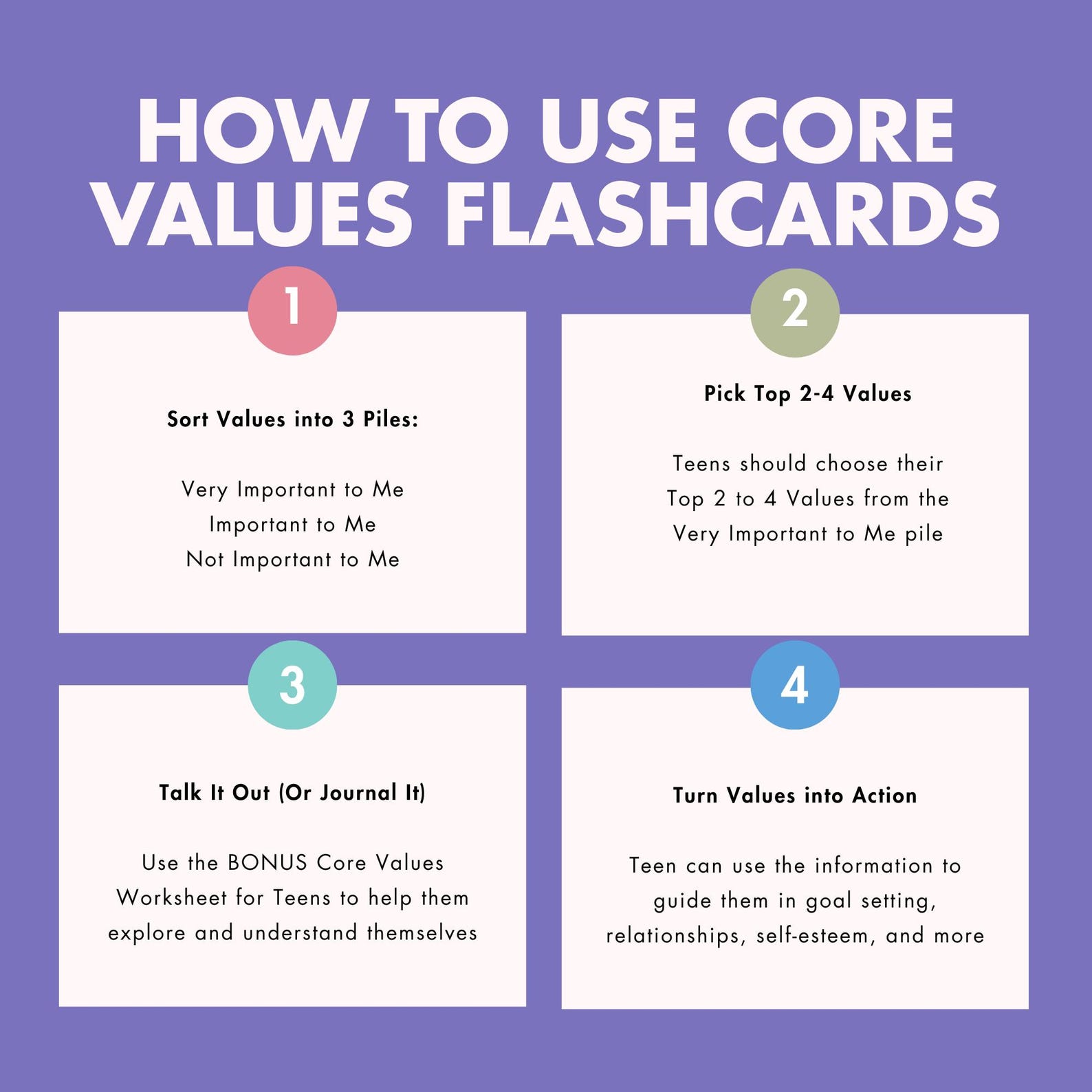 Teen Core Values Flashcards Printable | Values Sorting Cards for Teens ...