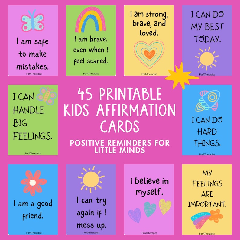 45 Kids Affirmation Cards Printable, Positive Affirmation Cards for ...