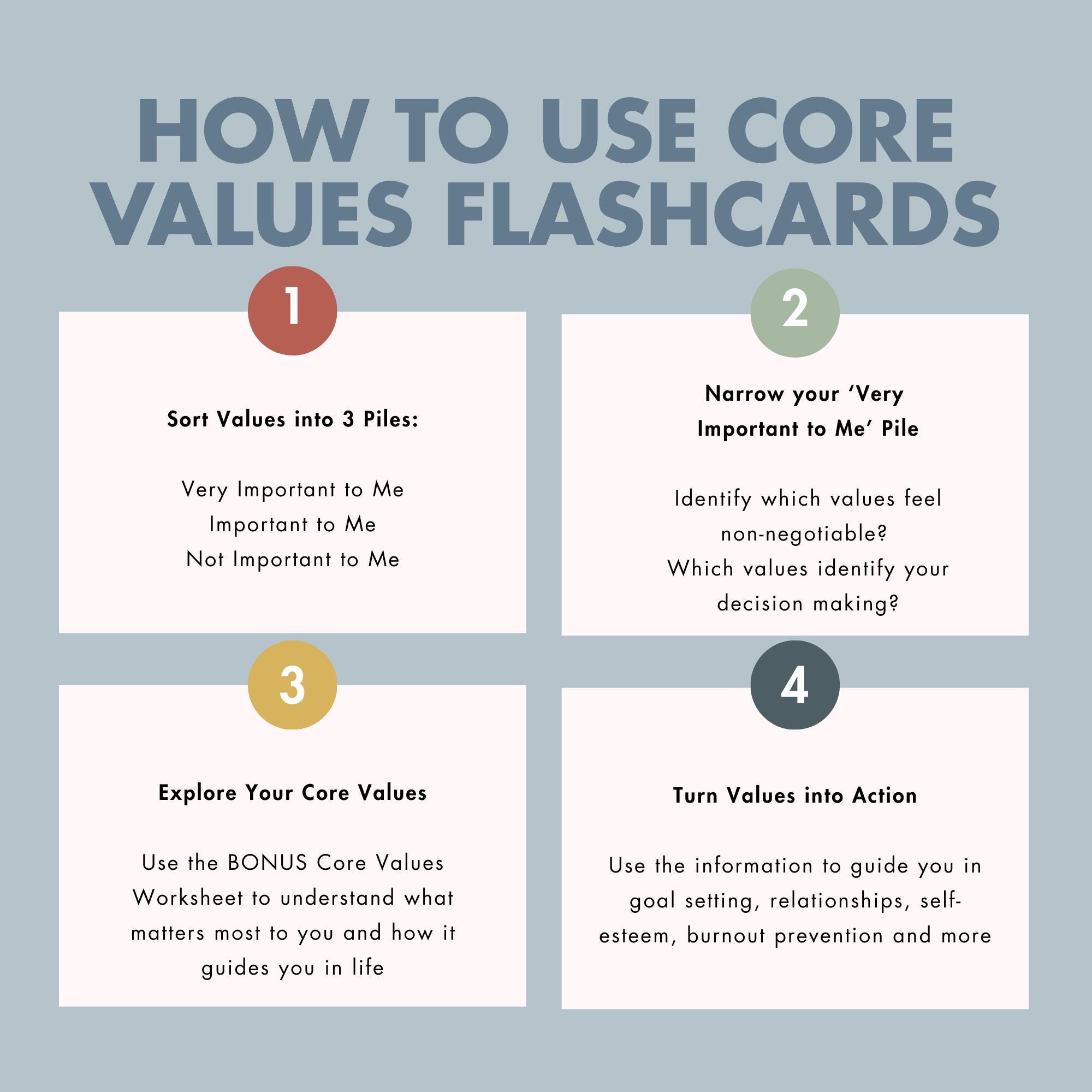 Core Values Flashcards Printable | Values Sorting Cards | Couples ...