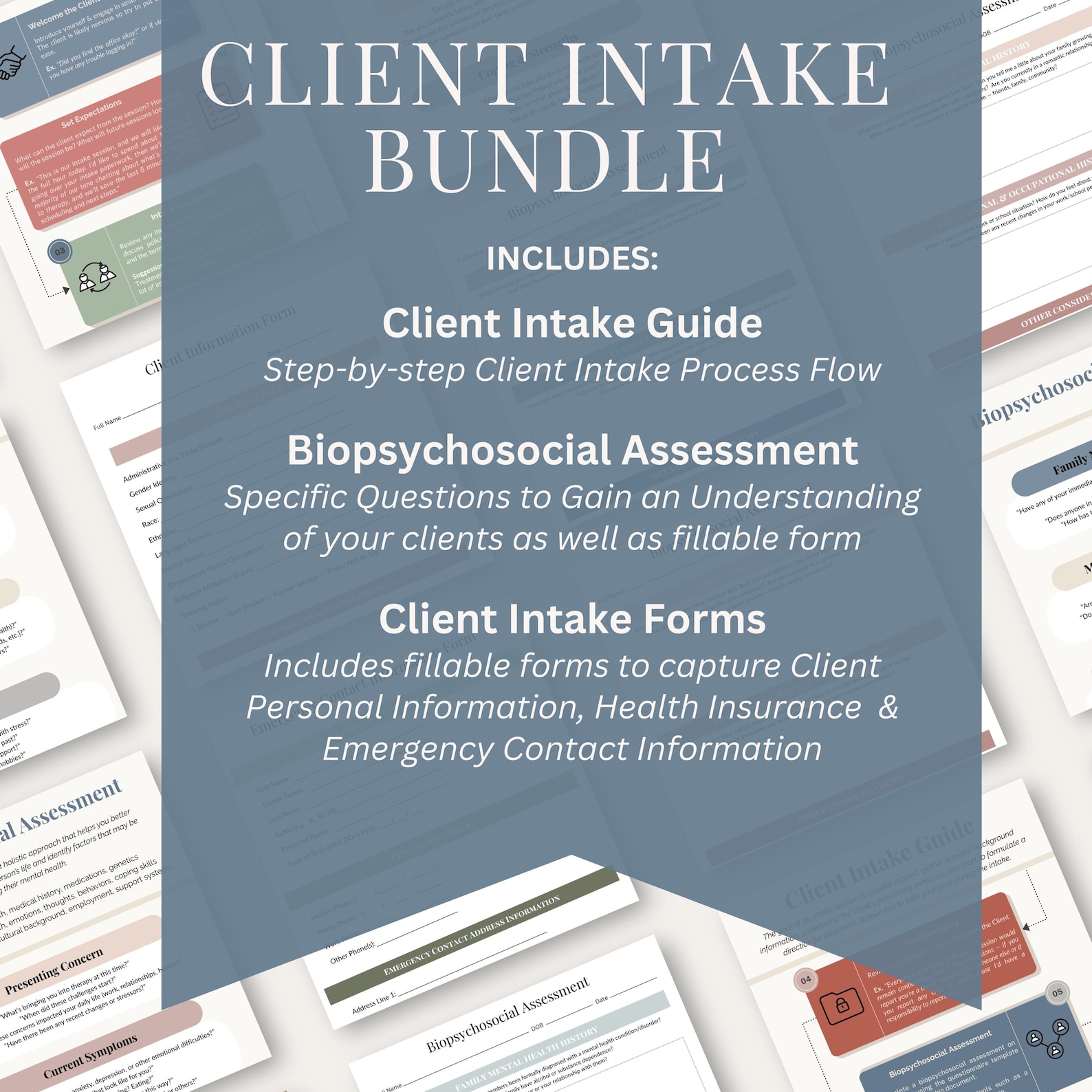 Therapy Intake Forms Bundle | Fillable Client Intake + Biopsychosocial ...