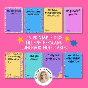 Lunchbox Notes for Kids | Fill In The Blank Printable | Personalized School Encouragement | Affirmation Cards