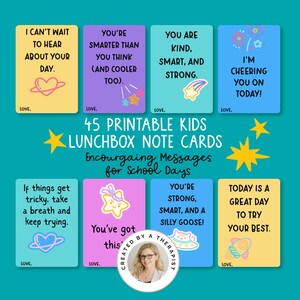 Lunchbox Notes for Kids, Positive Affirmation Cards, Encouraging Notes from Parents Teachers, Printable School Lunch Box Notes PDF