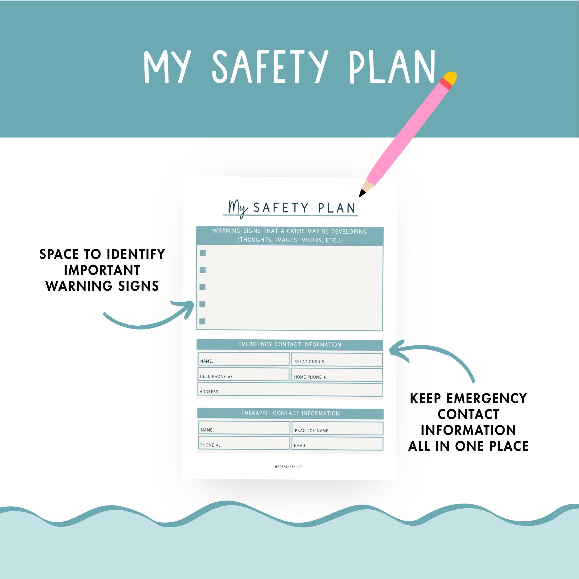 Safety Plan Worksheet Printable, Mental Health Crisis Plan, Suicide ...