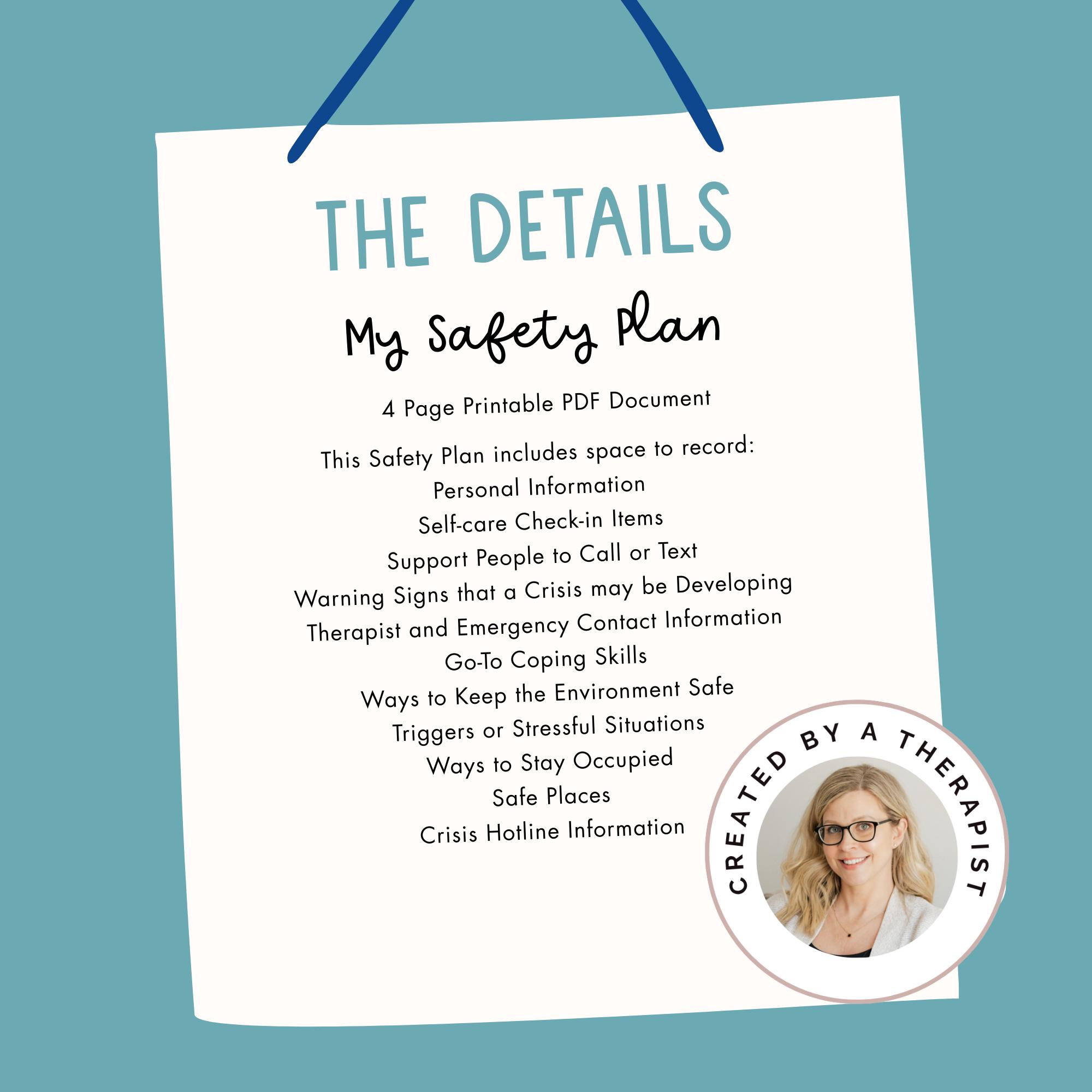Safety Plan Worksheet Printable, Mental Health Crisis Plan, Suicide ...
